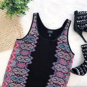 Nicole Miller Black Paisley Sheer Hi-Lo Tank Top